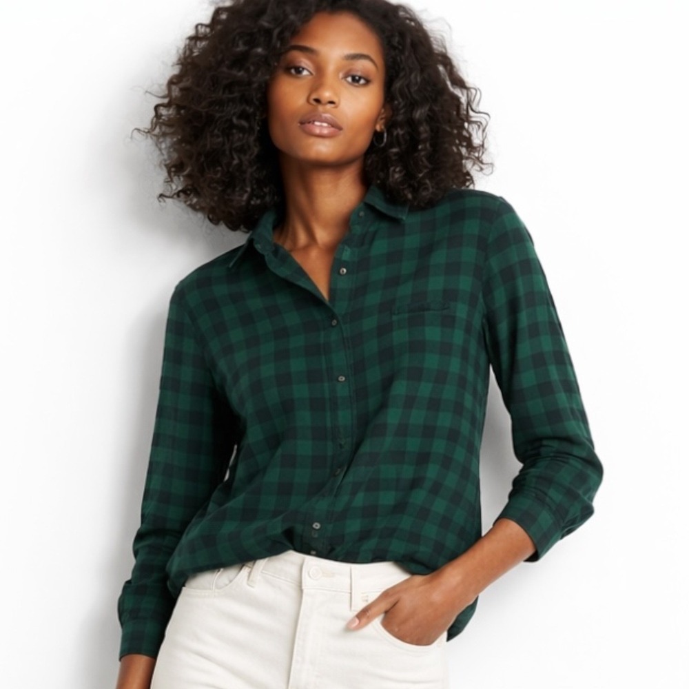 Tuckernuck Women Plaid Button Shirt Green Black S  Preppy Heritage Cabin Classic
